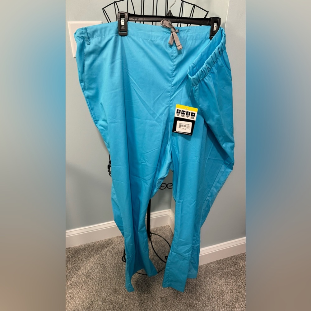 NEW Wonderwink Wonderwork Light Turquoise Women Flare Scrub Bottoms Pants 5X 5XL